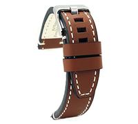 Cinturino per orologio sportivo in pelle invecchiata fatto a mano compatibile con Diesel 20mm 22mm 24mm cuciture bianche Rif 414 Marrone Chiaro 26mm