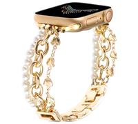 Cinturino Perline Compatibile con Apple Watch 38mm 40mm 41mm 42mm 44mm 45mm per donna ragazza cinturino alla moda fatto a mano elegante cinturino carino gioielli per iWatch, A forma di cuore, oro