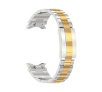 Cinturino Quick Fit in acciaio inossidabile for Samsung Galaxy Watch 6/5/4 Classic 40 44 43 47 5pro 45mm 7 40mm Bracciale con estremità curva(Silver+gold,For Watch 4 Classic 42mm)