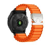 Cinturino Quickfit in nylon con fibbia Ocean Parachute da 26/22/20mm for Garmin Fenix 8, 51, 47mm, E, 7X, 7Pro, 6X, 6Pro, Enduro 3, 2. accessori(Orange Silver,26mm)