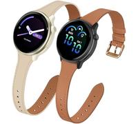 Cinturino sottile in pelle da 20 mm compatibile con Garmin Vivoactive 6/5/3/3 Music, confezione da 2 cinturini sottili in pelle per Venu Sq 2/Forerunner 55/165/245/645 da donna