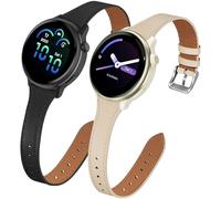 Cinturino sottile in pelle da 20 mm compatibile con Garmin Vivoactive 6/5/3/3 Music, confezione da 2 cinturini sottili in pelle per Venu Sq 2/Forerunner 55/165/245/645 da donna