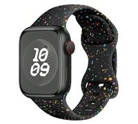 Cinturino sportivo compatibile con Apple Watch, misure 38mm 40mm 41mm 42mm 44mm 45mm 46mm 49mm, per donne e uomini, in silicone morbido nero con scaglie colorate, compatibile con Series Ultra SE 11 10