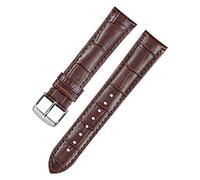 Cinturino universale, cinturino for orologio cinturino for orologio 14 16 18 19 20 21mm 22mm 24mm pelle nero marrone coccodrillo braccialetto fibbia fibbia ( Color : Brown With Silver , Size : 20mm )
