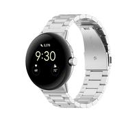 Wigento Cinturino in metallo per Google Pixel Watch 4/3/2/1, 41 mm, chiusura rapida, regolabile, traspirante, colore argento
