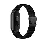 Wigento Cinturino in nylon per smartwatch Xiaomi Smart Band 10/9/8, con fibbia da paracadute, colore nero, Eine Grösse, Nylon, Non pietra preziosa