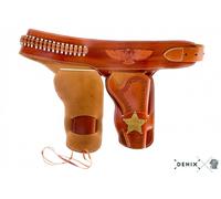 Cinturone in cuoio doppio stile Cowboy western con 24 pallottole reenact sceriff