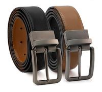 CINTURONTOP Cintura reversibile in pelle da uomo (1 pezzo) - ideale per costumi e jeans, affari e casual, vestibilità comoda e precisa, colori nero e marrone scuro, regalo perfetto, Nero E Marrone