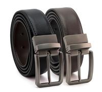 CINTURONTOP Cintura reversibile in pelle da uomo (1 pezzo) - ideale per costumi e jeans, affari e casual, vestibilità comoda e precisa, colori nero e marrone scuro, regalo perfetto, Nero E Marrone