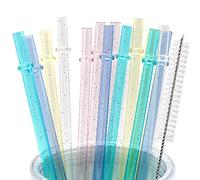 Cinvo Cannucce riutilizzabili 25 Pz 20 Pollici con Spazzola di Pulizia Glitter Sparkle Cannucce Lunghe infrangibili Cannucce in plastica dura sicura per Yeti RTIC Mason Jar Tumbler Tervis Starbucks