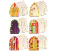 Cinvo Porta fatata in legno, 24 pezzi, per porta in legno, porta elfi, mini casa delle fate, non verniciate, per fai da te, giardino fatato, decorazione per la casa, vacanze di Natale (stili A)