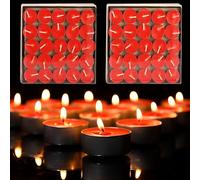 CINY 50 Pcs Candele Da Tè, Lumini, Piccole Dimensioni 2 Ore Di Durata, Artefatto Di Confessione Proposta Amante Del Matrimonio Romantico, Cera Di Tè Senza Fumo, Per La Casa, Ristorante (rosso)