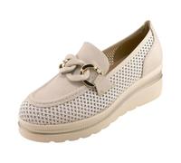 Cinzia Soft CI1109 001 - Mocassini Zeppa Media in Ecopelle e Tessuto Beige 36