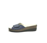 CINZIA SOFT CIABATTE DONNA COMFORT CON PLANTARE ESTRAIBILE NE100 JEANS PELLE