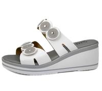 CINZIA SOFT Ciabatte Sandali Donna Bianchi e Argento con Doppio Strap, Zeppa Media 6 cm, 13079 TAGLIA DONNA 39