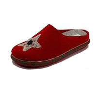 Cinzia Soft EC04800 Rojo Topo Pantofole per Donna in Lana Cotta Rossa con Stella (Taglia 37)