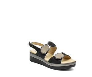 Cinzia Soft IO10687 Sandalo Donna Linea Comoda Con Doppio Strappo Regolabile e Plantare Estraibile. Ideale Per Ogni Occasione. (Nero/Taupe, numeric_37)