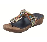 Cinzia Soft IT1034 Brown Multi Sandali per Donna con perline multicolore zeppa b