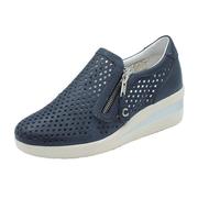 Cinzia Soft IV119827 Airone Mocassini Confort per Donna in Pelle Blu con Lampo e Zeppa Bassa (Taglia 38)