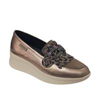 Cinzia Soft IV8623979 Mocassini da Donna in Pelle con Frange Leopardate, Suola Platform Comfort (Gravel, Sistema Taglie Calzature EU, Adulto, Donna, Numero, Media, 35)