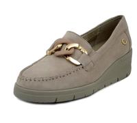 CINZIA SOFT Mocassini Donna in Pelle Camoscio Beige Cipria, Zeppa 4 cm, 23367 Taglia Donna 40