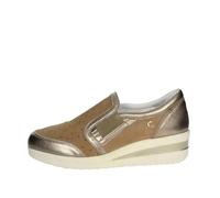 Cinzia Soft Mocassini Donna in Pelle Traforata Beige, Plantare Estraibile, Zeppa Media, 11829 Taglia Donna 38