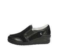 Cinzia Soft Mocassini Donna in Pelle Traforata Nero, Plantare Estraibile, Zeppa Media, 119829 Taglia Donna 36