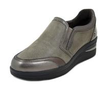 CINZIA SOFT Mocassini Slipon Donna in Pelle Marrone Taupe, Zeppa Bassa 4 cm, Plantare Estraibile, 3993