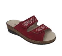Cinzia Soft NE201 Ciabatte Donna in Pelle Scamosciata, Doppio Strappo Regolabile, Plantare Estraibile, Rosso o Cuoio (Rosso, Sistema Taglie Calzature EU, Adulto, Donna, Numero, Media, 36)
