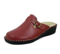 CINZIA SOFT Pantofole Donna Linea Sanitaria in Pelle Rosso, Plantare Estraibile, Zeppa Bassa, 2020DN