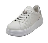 CINZIA SOFT Sneakers Donna Bianche Gioiello, Plantare Estraibile, Zeppa Bassa 4 cm, 24101 Taglia Donna 38