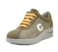 Cinzia Soft Sneakers Donna in Pelle e Tessuto Beige, Plantare Estraibile, Zeppa Media, 25050