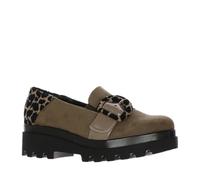 Cinzia Soft TS116024 Mocassini in Pelle Scamosciata, Design Leopardato. Platform con Suola Carro (Taupe, Sistema Taglie Calzature EU, Adulto, Donna, Numero, Media, 35)