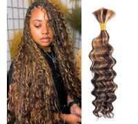 Ciocche di capelli intrecciati P4/30 Ombre, capelli umani, per intrecciare senza fili di fuoco, per trecce boho 45 cm, bagnate e ondulate, 50 g, 1 mazzo