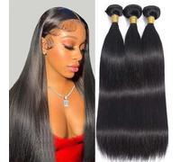 Ciocche di capelli veri da cucire, ciocche di capelli veri, extension per capelli brasiliani, 3 fasci dritti, capelli umani, hanno un aspetto molto naturale per donna 14 16 18 pollici