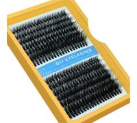 Ciocche di ciglia D Curly in visone sintetico 10-20mm spesse e morbide set | Adesivo delicato offre tenuta sicura, volume naturale e facile rimozione senza residui appiccicosi(14rows-BLUE02)