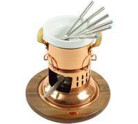 Cioccolatiera in Rame con 6 Forchettine e Base in Legno Alexander