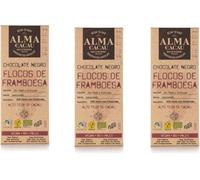 Cioccolato 60% con fiocchi di lampone - Set di 3 compresse da 100 g, prodotto vegano ecologico e paleo, originario del Ghana, senza zucchero di canna o olio di palma, ricco di sostanze nutritive