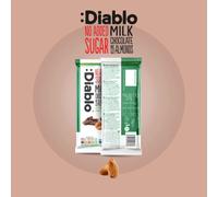 Cioccolato al latte con mandorle Diablo (senza zuccheri aggiunti, con stevia), 75 g