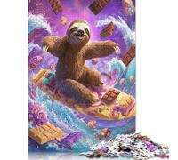Cioccolato bradipo Puzzle in Legno 300 Pezzi Adulto Decorazione Interna Unica Per Gioco Familiare Regalo Per Amore E Amico Divertimento Gioco Stress Relief 300pcs (40x28cm)