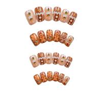 Cioccolato Casa Stick On Nails Bel Cartone Animato Pan di Zenzero Uomo Unghie Finte Natale Fiocco di Neve Premere Su Per L'inverno Natale Stampa Pan di Zenzero Uomo