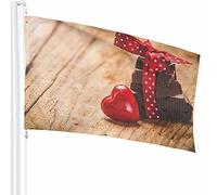 Cioccolato con Nastro e Cuore Bandiera Decor 3x5 Ft Dolce Amore Sorpresa Regalo Poliestere Stampato Motivo Decorazioni per Esterni per Case e Giardini