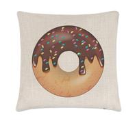 Cioccolato Cosparso Vitreo Ciambella Lino Copricuscino - Cuscino Divertente