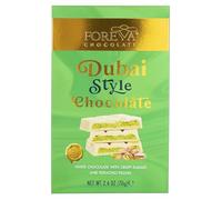 Cioccolato Dubai Bianco 70g - Tavoletta imbottita crema pistacchio 43% & kadaif croccante - Cioccolato orientale di lusso - Gourmandise alla moda pistacchio kadayif - Dubai Chocolate