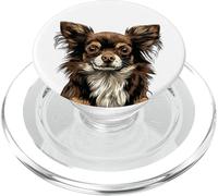 Cioccolato e Tan Chihuahua Capelli Lunghi Cane Illustrazione PopSockets PopGrip per MagSafe