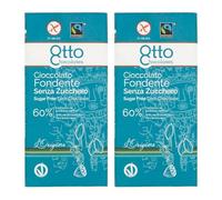 Cioccolato Fondente SENZA ZUCCHERO aggiunto, 100 gr x 2 pezzi - Otto Chocolates - Cacao 60% minimo - con cacao da produttori del Perù