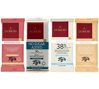 Cioccolato Tavolette 75Gr | Domori | 4 Gusti | Finissimo Piemonte | Fondente Peperoncino | Senza Zucchero | Latte | Nocciola | Alta Qualità | Confezione Regalo