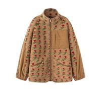 CIOIUGPIUK Giacca da Donna con Zip in Montone Sintetico | A maniche lunghe con colletto rialzato; giacca ampia caratterizzata da una stampa floreale vintage.(Brown,M)
