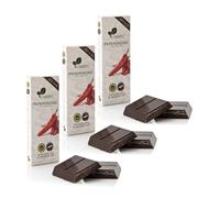 Ciokarrua | Cioccolato di Modica Peperoncino IGP | Cioccolato Grezzo Lavorato Modica | Tavoletta Cioccolato Senza Lattosio | Cioccolata 3 Tavolette - 300 Grammi