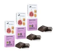 Ciokarrua | Cioccolato Modica Fichi e Noci | Tavoletta Cioccolato Modica IGP Senza Lattosio - 3 x 100 Gr | Cioccolato Lavorato Basse Temperature